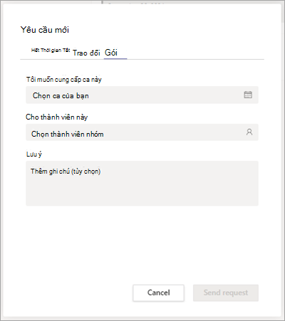 Cung cấp ca cho bạn cùng nhóm trong Ca.