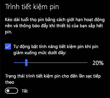 Hình ảnh cài đặt tiết kiệm pin