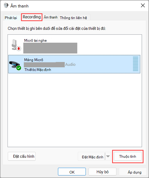 Truy nhập các thuộc tính thiết bị nhập âm thanh Windows 11 Cài đặt Âm thanh.