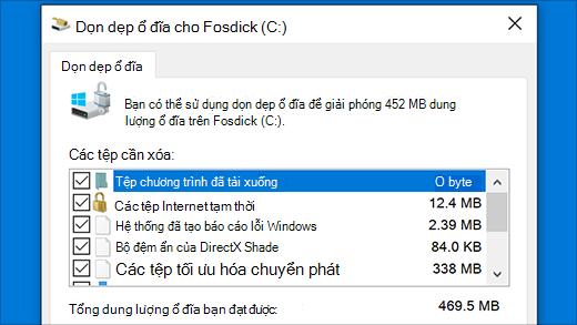 Chạy tiện ích Dọn dẹp Ổ đĩa