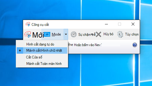 Tùy chọn chế độ Công cụ Cắt
