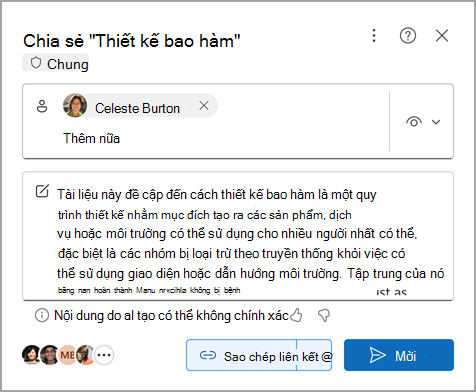 Chia sẻ Word với bản tóm tắt do Copilot tạo trong Microsoft Word trên web.