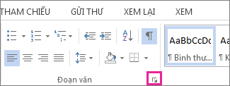 Công cụ khởi động hộp thoại Đoạn văn