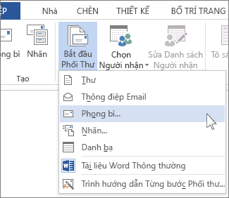 Menu Bắt đầu Phối Thư