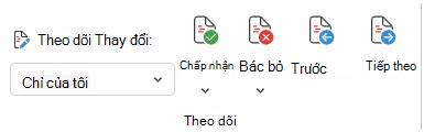 Menu để theo dõi thay đổi Word Web