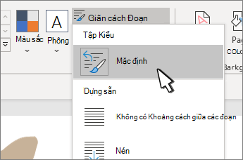 Mặc định bên dưới Bộ kiểu được chọn