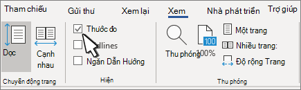 Cài đặt thước trên tab Dạng xem