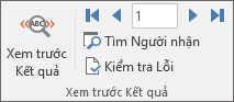 Trong Word, trên tab Gửi thư, nhóm Xem trước Kết quả.