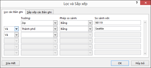 Là một phần của tính năng phối thư trong Word, chọn Chỉnh sửa danh sách người nhận và bên dưới Tinh chỉnh danh sách người nhận, chọn Lọc.