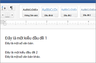 Ví dụ về kiểu Đầu đề 1 và Đầu đề 2 trong một tài liệu