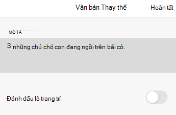 Hộp thoại Văn bản thay thế trong Excel for iOS.