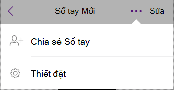 Nút Cài đặt trong Sổ tay trên iPhone.