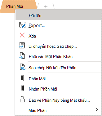 Ảnh chụp màn hình menu ngữ cảnh với tùy chọn Đổi tên được chọn.