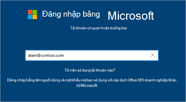 Màn hình đăng nhập bằng địa chỉ email