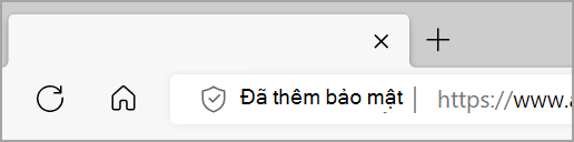 Thêm màn hình bảo mật vào bên trái thanh địa chỉ Microsoft Edge khi tính năng bảo mật nâng cao được bật cho một trang web.
