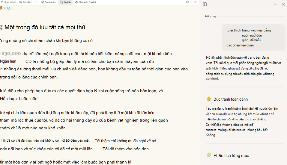 Ảnh chụp màn hình của readingmode-copilot.