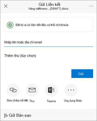 Ảnh chụp màn hình hộp thoại chia sẻ trên Android