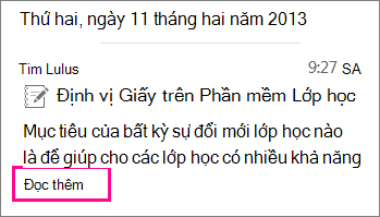 Ảnh chụp màn hình IM ở chế độ câu chuyện được thu gọn với lời nhắc Đọc thêm được tô sáng