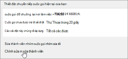 Nối kết Đại diện Menu Chuyển tiếp Cuộc gọi