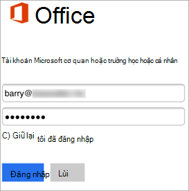 Nhập tên và mật Skype for Business của bạn.