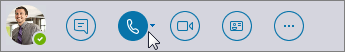 Menu nhanh của Skype for Business với biểu tượng Gọi hiện hoạt.