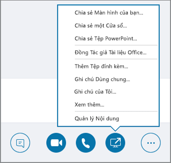 Ảnh chụp màn hình menu Chia sẻ Nội dung mở.
