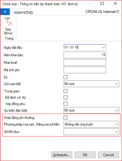 Báo cáo thông tin thanh toán VAT định kỳ