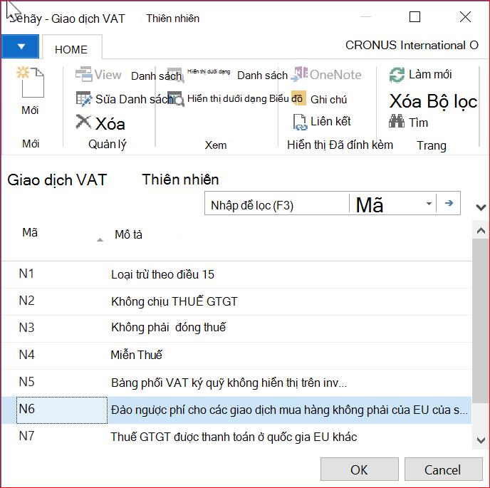 Ảnh chụp màn hình cho cửa sổ Bản chất Giao dịch VAT