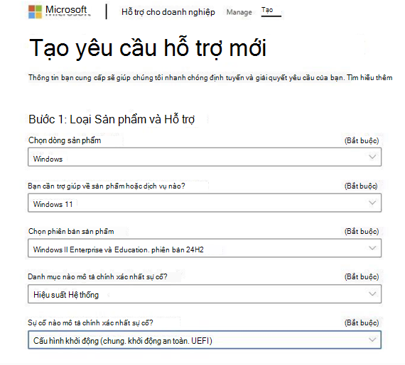 Tạo yêu cầu hỗ trợ mới