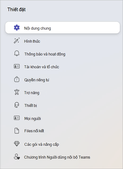 Screenshot of the Settings panel showing categories like General, Privacy, and Devices.
