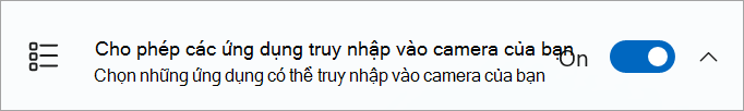 Bật nút bật/tắt chia sẻ camera trong cài đặt thiết bị Windows.