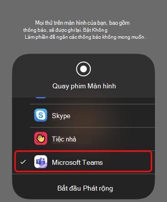 Trên iOS, chọn Teams