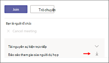 Màn hình tải xuống báo cáo tương tác với người dự