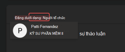 Ảnh chụp màn hình khi đăng bài trong Microsoft Teams Q&A với tư cách là người tổ chức.