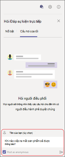Nhập câu hỏi vào hộp soạn thảo