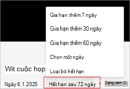 Ảnh chụp màn hình tô sáng cách kéo dài ngày hết hạn bản ghi Microsoft Stream.