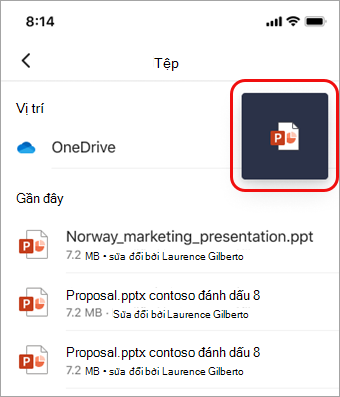 Nhấn vào biểu tượng Hiển thị để trở về PowerPoint