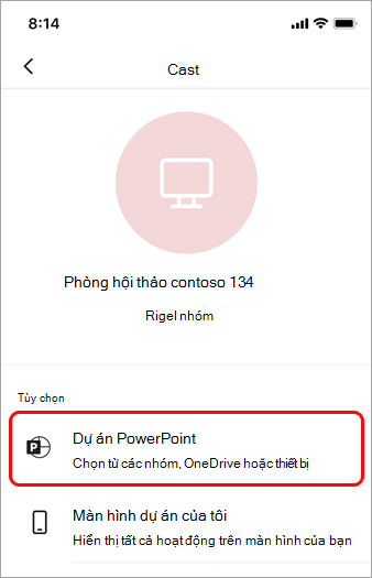 Nhấn vào Chiếu PowerPoint