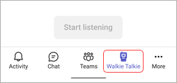 Biểu tượng Walkie Talkie trong thanh ứng dụng Teams