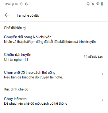 Cài đặt chế độ Chuyển đổi Sang Chế độ trò chuyện của Walkie Talkie