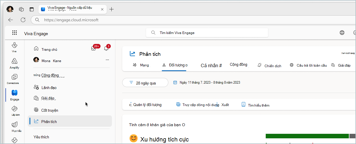 Ảnh chụp màn hình hiển thị tab phân tích trên trang chủ.