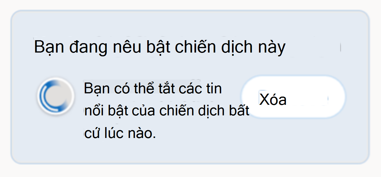 Một mô-đun xuất hiện trên dòng nội dung của bạn để thông báo cho bạn rằng bạn đang quảng bá chiến dịch bằng cách thêm sash vào hồ sơ của bạn.