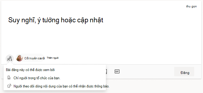 Giao diện để thêm người vào bài đăng trong dòng nội dung của bạn Viva Engage