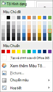 Menu tùy chọn Màu Tô Hình dạng