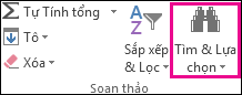 Tìm & Chọn trong nhóm Sửa trên tab Trang chủ