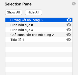 Hiển thị ngăn Chọn trong PowerPoint 2016 for Mac