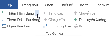Nút Thêm Hình trong nhóm Tạo Đồ họa