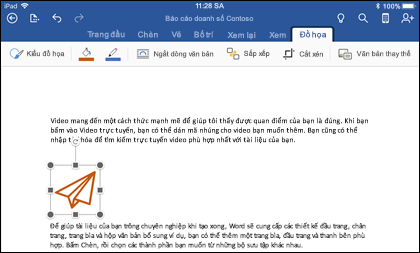 Word for iOS hiển thị tab Chỉnh sửa Đồ họa