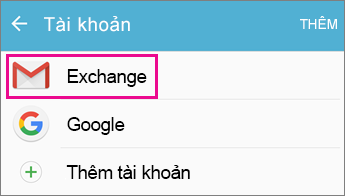 Chọn tài khoản của bạn
