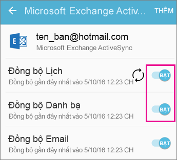 Kiểm tra cài đặt đồng bộ